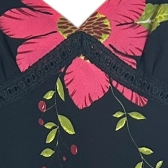 Vtg XOXOXO Black Floral Prom Baby Doll Maxi Dress Fairy Coquette Tiered Sz L Y2K - Picture 7 of 11